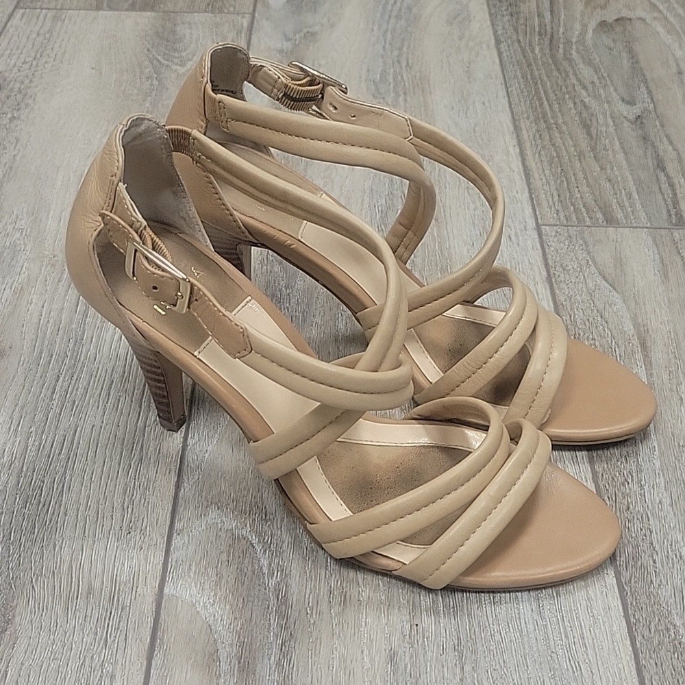 Isola Tan Leather Strappy Heeled Sandals Size 7 1/2